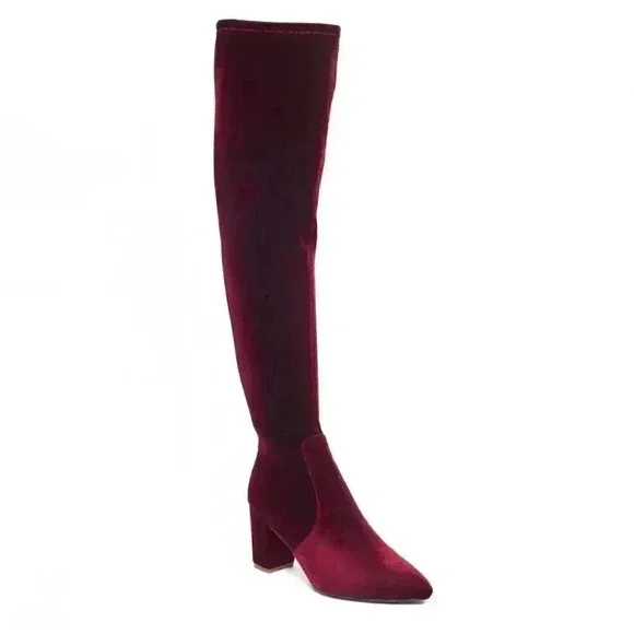 Smash Shoes Women's Malia Extra Wide Calf Block Heels Over-the-Knee Boots - Exte - Picture 1 of 7